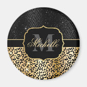 Aimant Parties scintillant Noir & Or Glam Leopard Spots & (Devant)