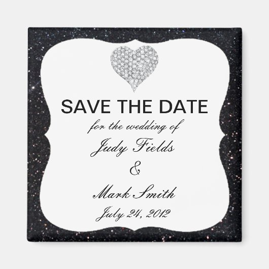 Aimant Parties scintillant Noire Coeur Diamond Enregistre (Devant)