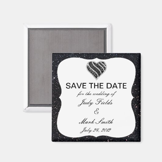 Aimant Parties scintillant Noire Coeur Noir Enregistrer L (Recto/Verso)