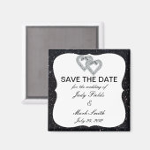 Aimant Parties scintillant Noire Coeurs Diamants Enregist (Recto/Verso)