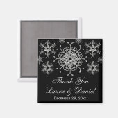 Aimant Parties scintillant noire Snowflakes mariage Faveu (Recto/Verso)