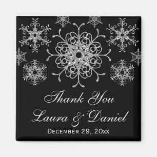 Aimant Parties scintillant noire Snowflakes Wedding Favne
