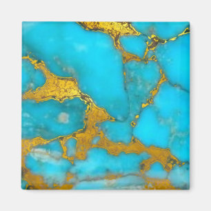 Aimant Parties scintillant OR en marbre turquoise - AJOUT