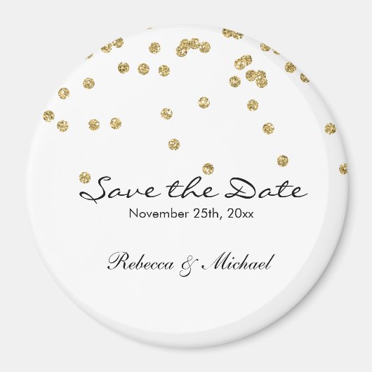 Aimant Parties scintillant Pois d'or et de blanc Enregist (Devant)