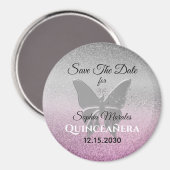 Aimant Parties scintillant Quinceañera Enregistrer La Dat (Recto/Verso)
