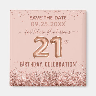 Aimant Parties scintillant rose 21e anniversaire Enregist