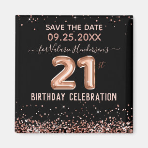 Aimant Parties scintillant rose 21e anniversaire Enregist