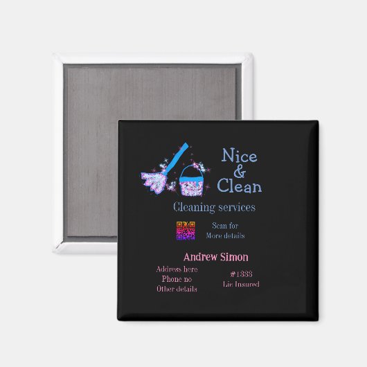 Aimant Parties scintillant rose bleue nettoyant pop ajout (Recto/Verso)
