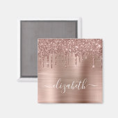 Aimant Parties scintillant rose de goutte d'or Monogrammé (Recto/Verso)