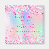 Aimant Parties scintillant rose pâle d'anniversaire enreg (Devant)