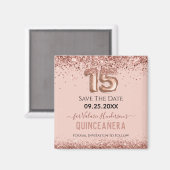 Aimant Parties scintillant rose vif Quinceanera Enregistr (Recto/Verso)