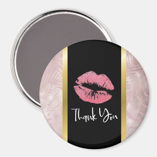 Aimant Parties scintillant roses lèvres et Rose Feuille d (Recto/Verso)