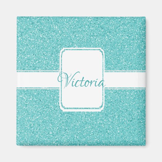 Aimant Parties scintillant turquoise Personnaliser l'aima (Devant)