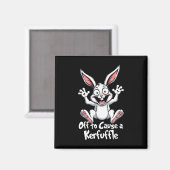 Aimant Partir pour causer un chahut Funny Meme Bunny Pâqu (Recto/Verso)