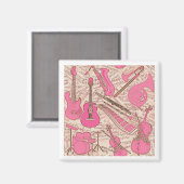 Aimant Partition et instruments de musique rose/ivoire ID (Recto/Verso)