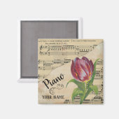 Aimant Partition Vintage Piano Tulip Musique Customisée (Recto/Verso)