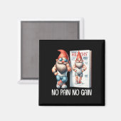 Aimant Pas de douleur, pas de gain Gnome drôle de constru (Recto/Verso)