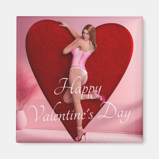 Aimant Passionnée Saint Valentin fille dans un corse (Devant)