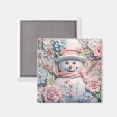 Aimant Pastel 3D Christmas Snowman (Recto/Verso)