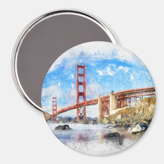 Aimant Pastel Golden Gate Bridge à San Francisco (Recto/Verso)