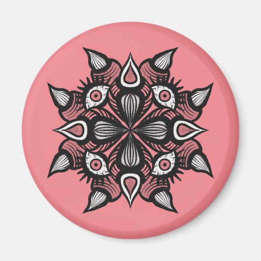 Aimant Pastel Goth Witch Design - Monstre Rose Noir (Devant)