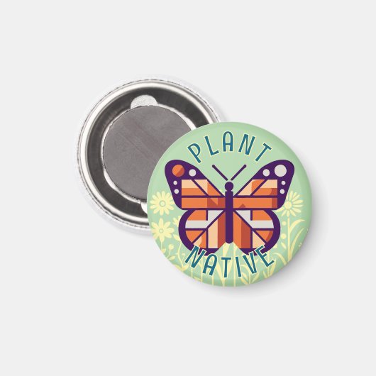 Aimant Pastel Green Monarch Butterfly Plante Native Cubis (Recto/Verso)