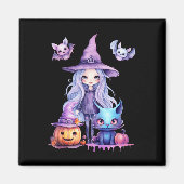 Aimant Pastel Halloween Witch Chat Citrouille Pastelcore (Devant)