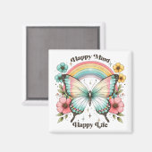 Aimant Pastel Hippie "Happy Mind Happy Life" (Recto/Verso)