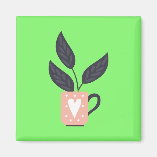 Aimant Pastel plante moderne simple (Devant)