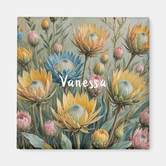 Aimant Pastel Protea Dream : Elégant Floral (Devant)