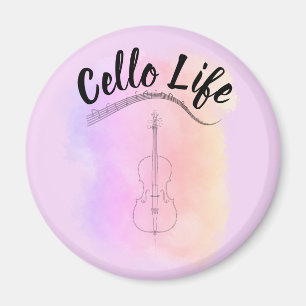 Aimant Pastel Purple Aquarelle Cello Life Instrument