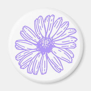 Aimant Pastel Purple Daisy Flower Print, Hippie Floral
