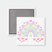 Aimant Pastel Rainbow Hearts et Empreintes de pattes de c (Recto/Verso)