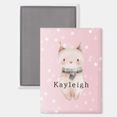 Aimant Pastel Rose Chat Confetti Points (Recto/Verso)