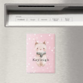 Aimant Pastel Rose Chat Confetti Points (In Situ (Lave-vaisselle))