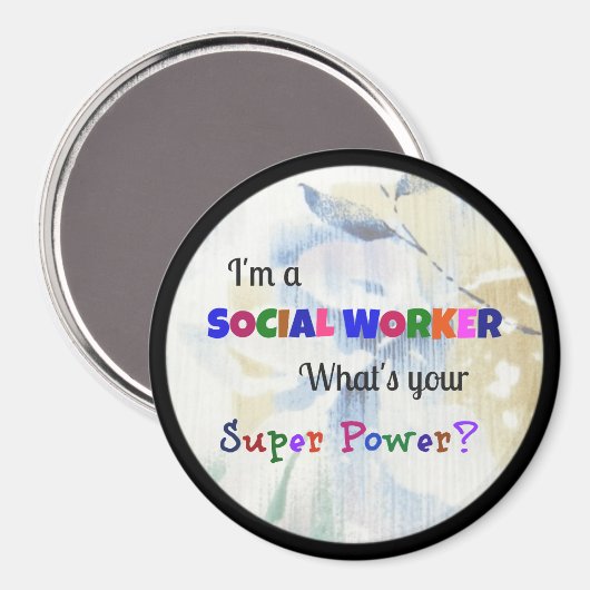 Aimant Pastel Superhero Social Worker (Recto/Verso)