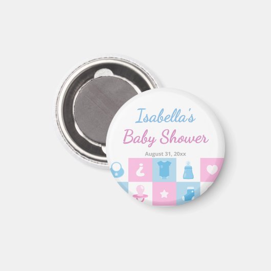 Aimant Pastel Tiny Icons Fêtes de Naissance de Bébé & Rév (Recto/Verso)