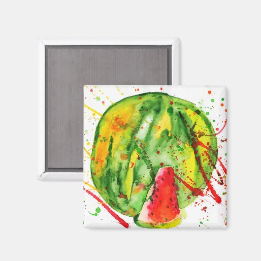 Aimant pastèque Abstraite couleur vive (Recto/Verso)