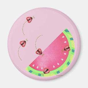 Aimant Pastèque de Ladybug, 2¼ pouces, magnétique circ