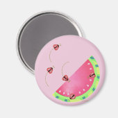 Aimant Pastèque de Ladybug, 2¼ pouces, magnétique circula (Recto/Verso)