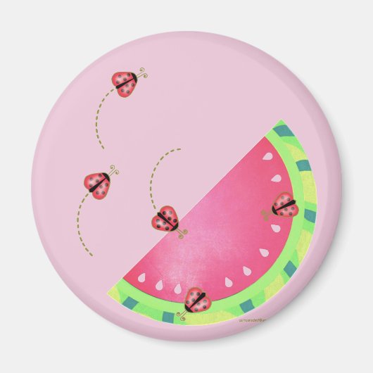 Aimant Pastèque de Ladybug, 2¼ pouces, magnétique circula (Devant)