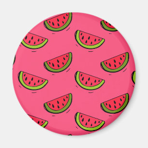 Aimant Pastèque d'été sur le motif rose