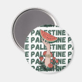 Aimant pastèque, fleurs et palestine Texte Répéter (Recto/Verso)