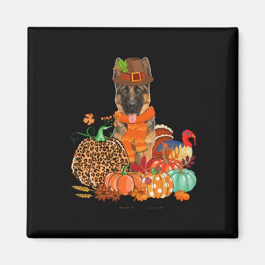 Aimant Pasteur Allemand De Thanksgiving Avec La Poussette (Devant)