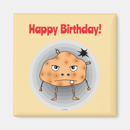 Aimant Patate drôle Joyeux Anniversaire Visage (Devant)