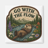 Aimant Patch brodé de loutre Go With The Flow (Devant)