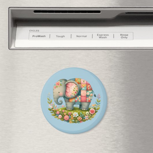 Aimant Patchwork Elephant Floral Meadow Charm (In Situ (Lave-vaisselle))