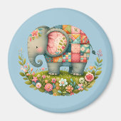 Aimant Patchwork Elephant Floral Meadow Charm (Devant)