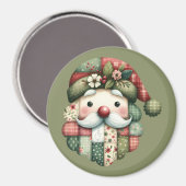 Aimant Patchwork Fantaisiste Santa Noël Folklorique (Recto/Verso)