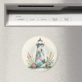 Aimant Patchwork Lighthouse Coastal Floral Scene (In Situ (Lave-vaisselle))